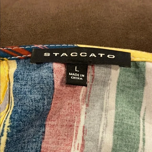 Staccato Yellow and Blue 3/4 Sleeve Boxy Blouse - Picture 3 of 4